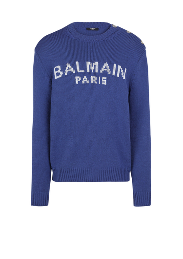 HIGH SUMMER CAPSULE - Cotton sweater with embroidered Balmain Paris logo