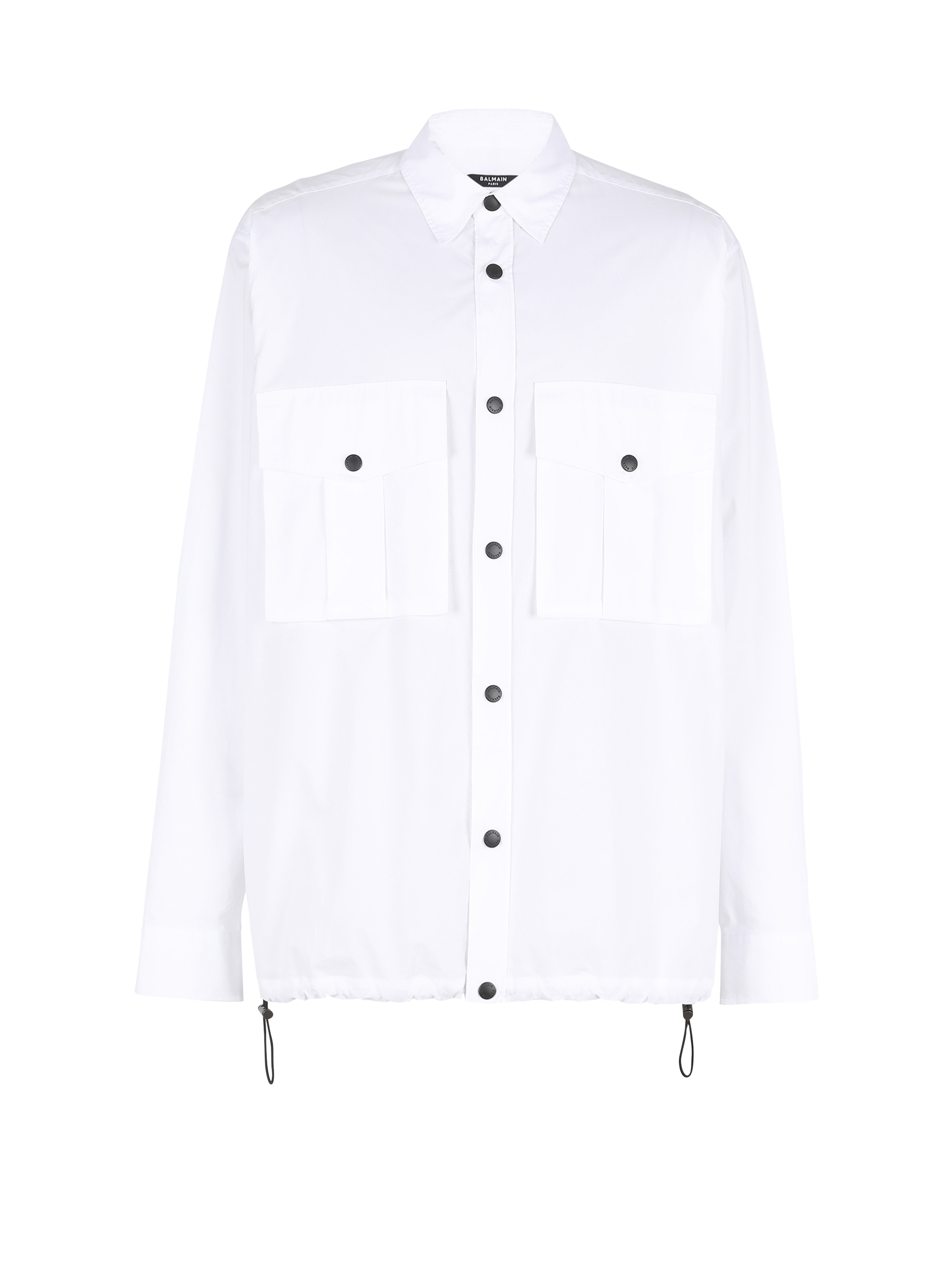 Chemise en nylon à monogramme Balmain, blanc