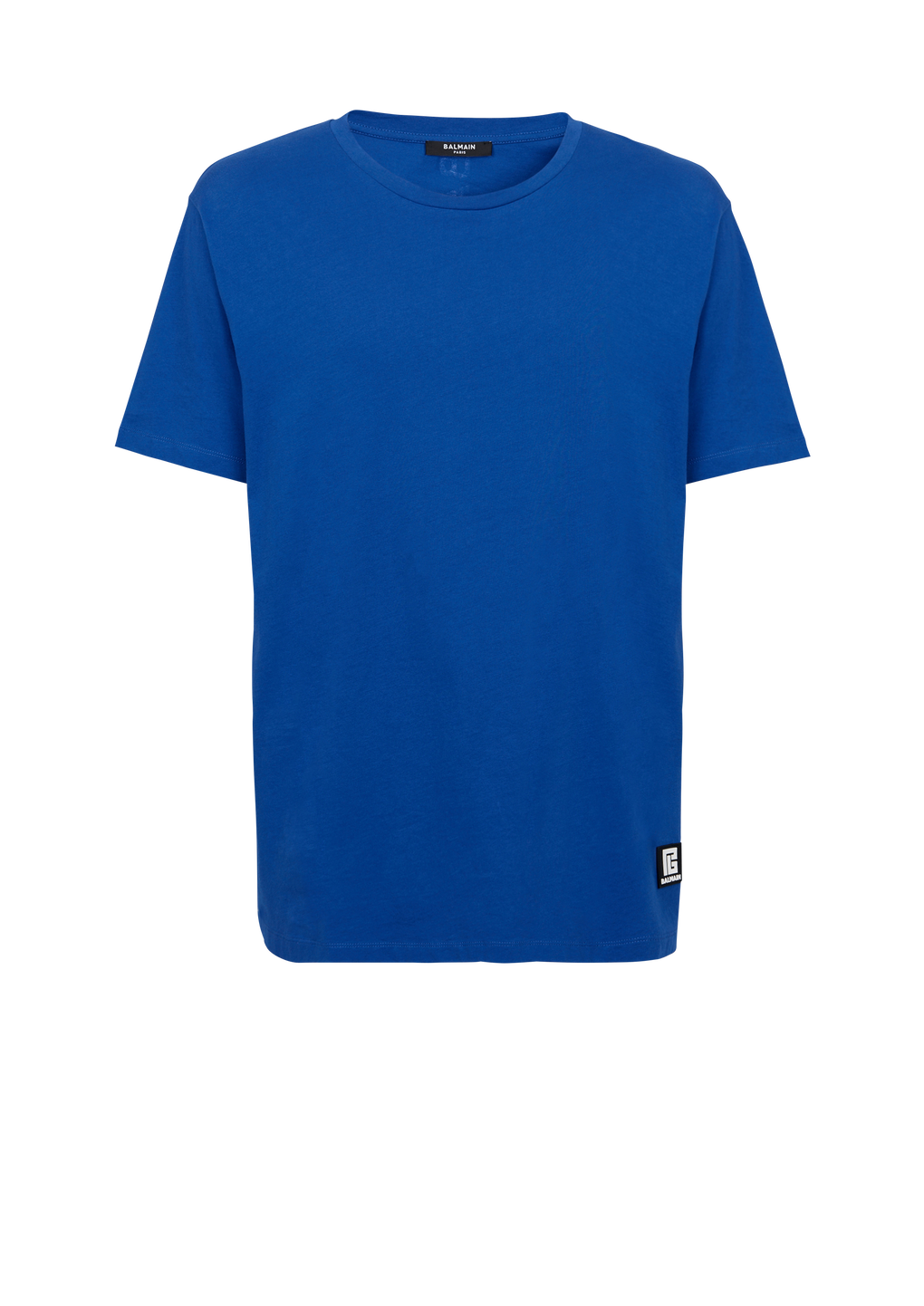 T-shirt oversize en coton imprimé logo Balmain, bleu marine, hi-res