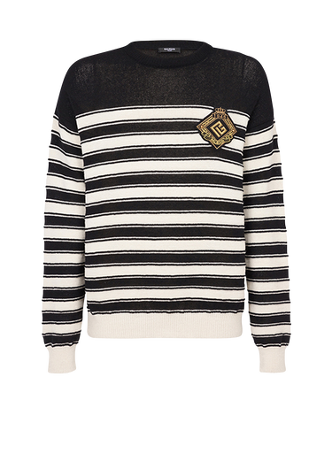 Nautical knit sweater with Balmain badge