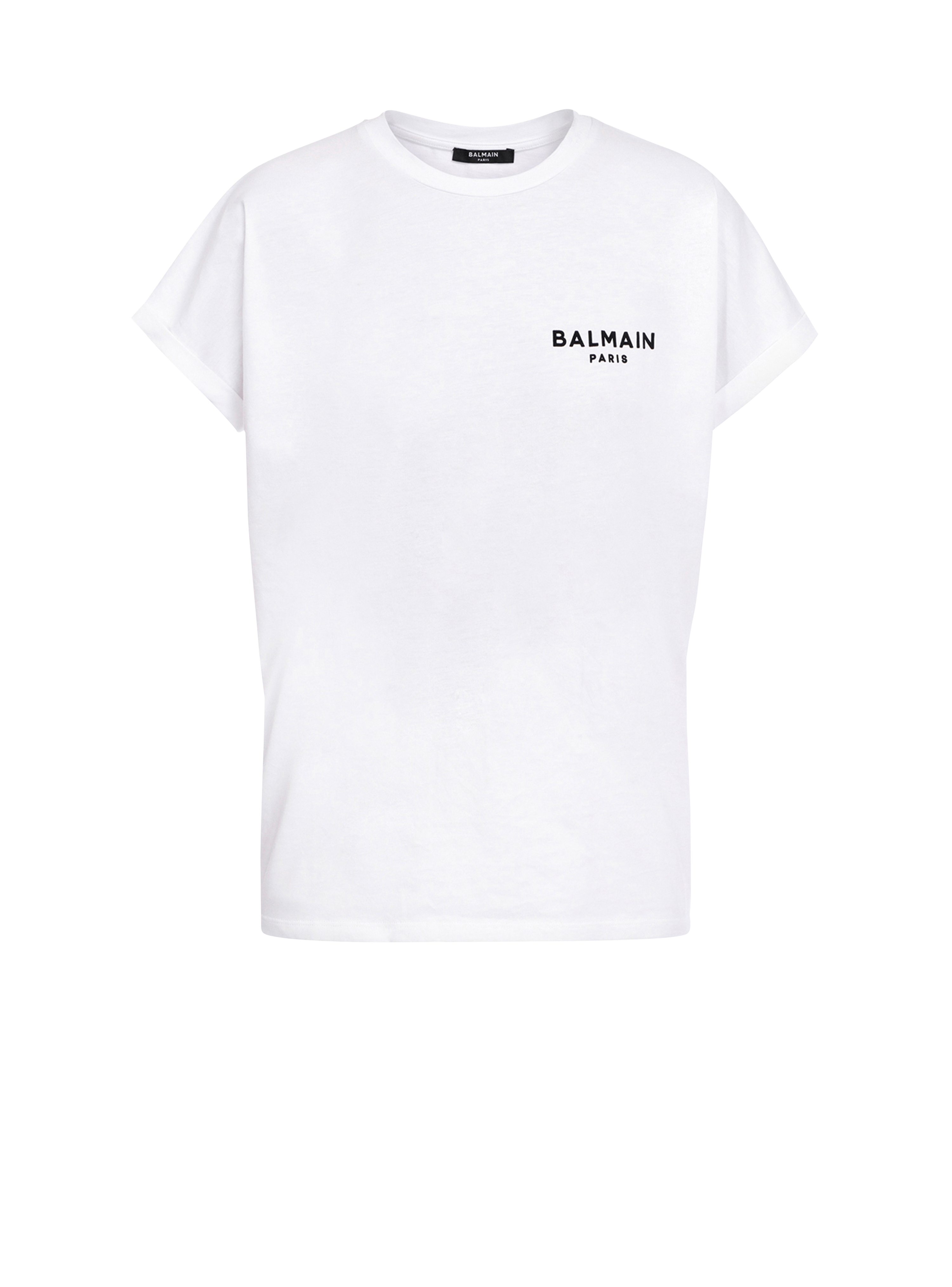 T-shirt en coton éco-design floqué petit logo Balmain, blanc