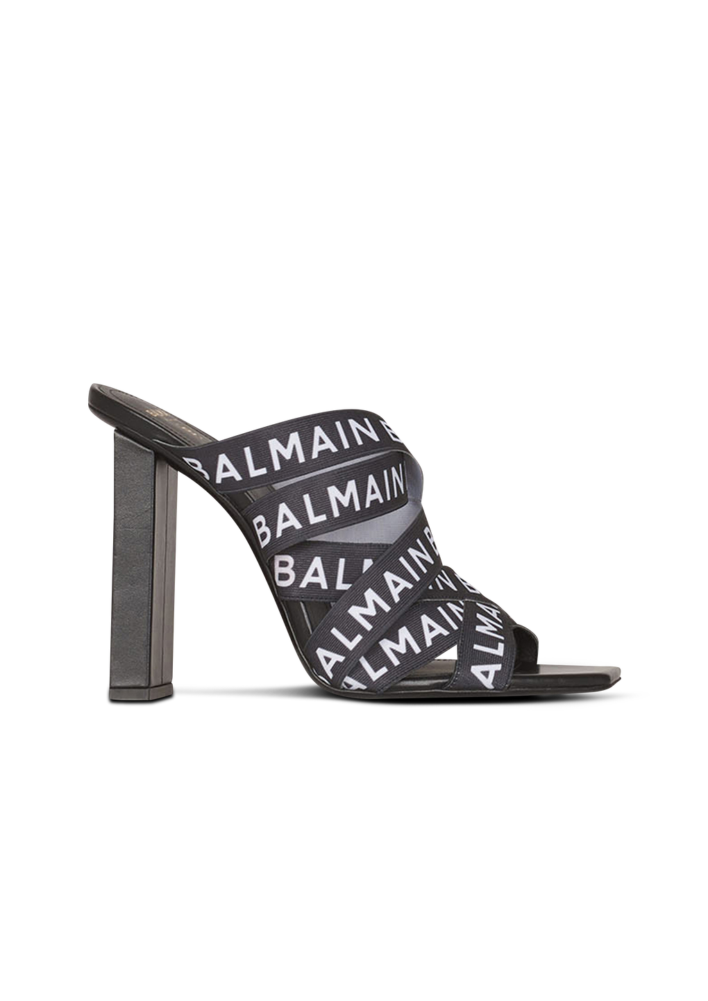 Sandales Union avec logo Balmain, noir, hi-res