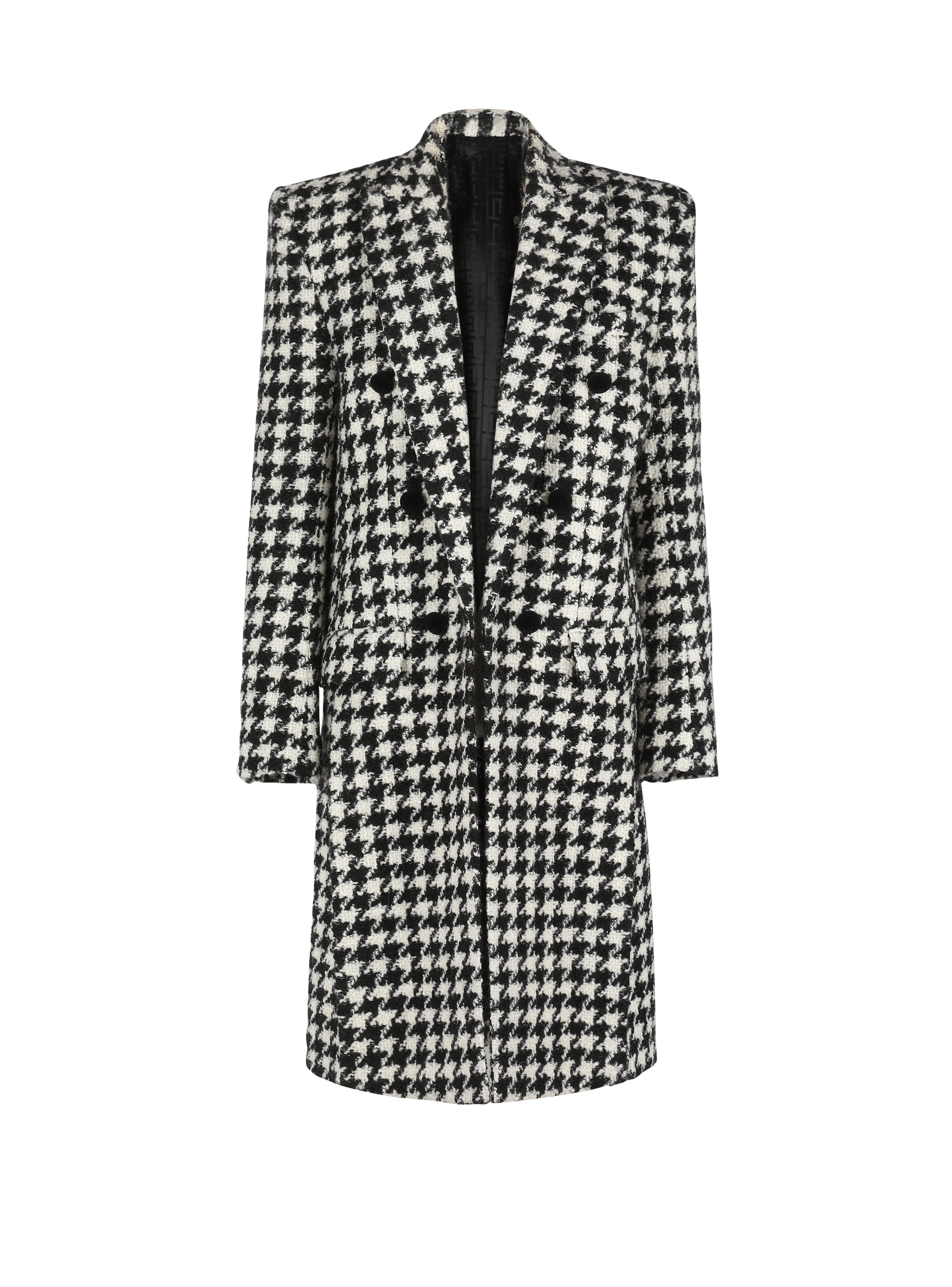 Unisex - Six-button wool coat with detachable inset jacket, black