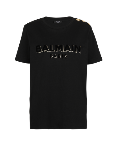 T-shirt en coton à logo Balmain métallique floqué