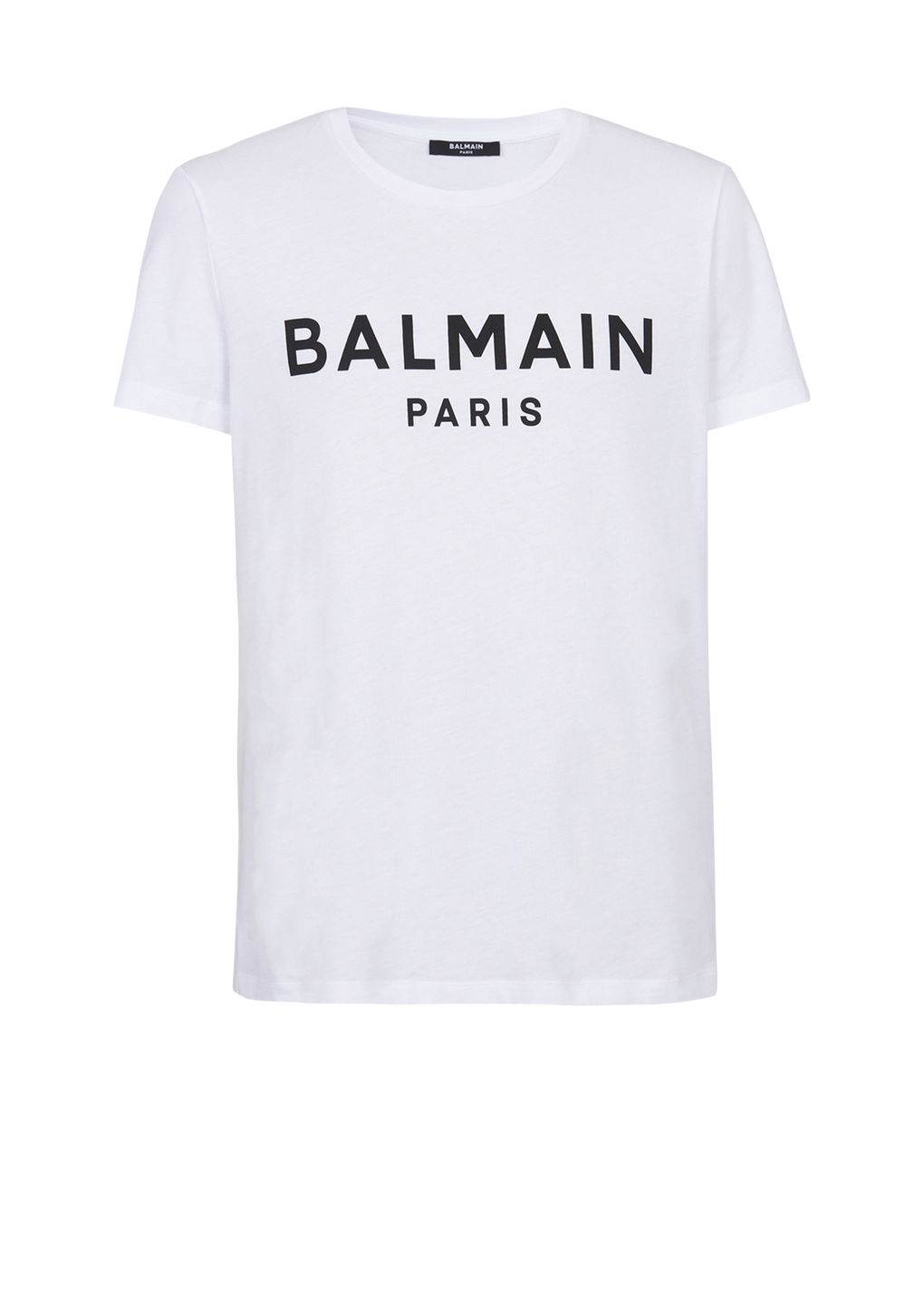 T-shirt en coton imprimé logo Balmain Paris, blanc, hi-res