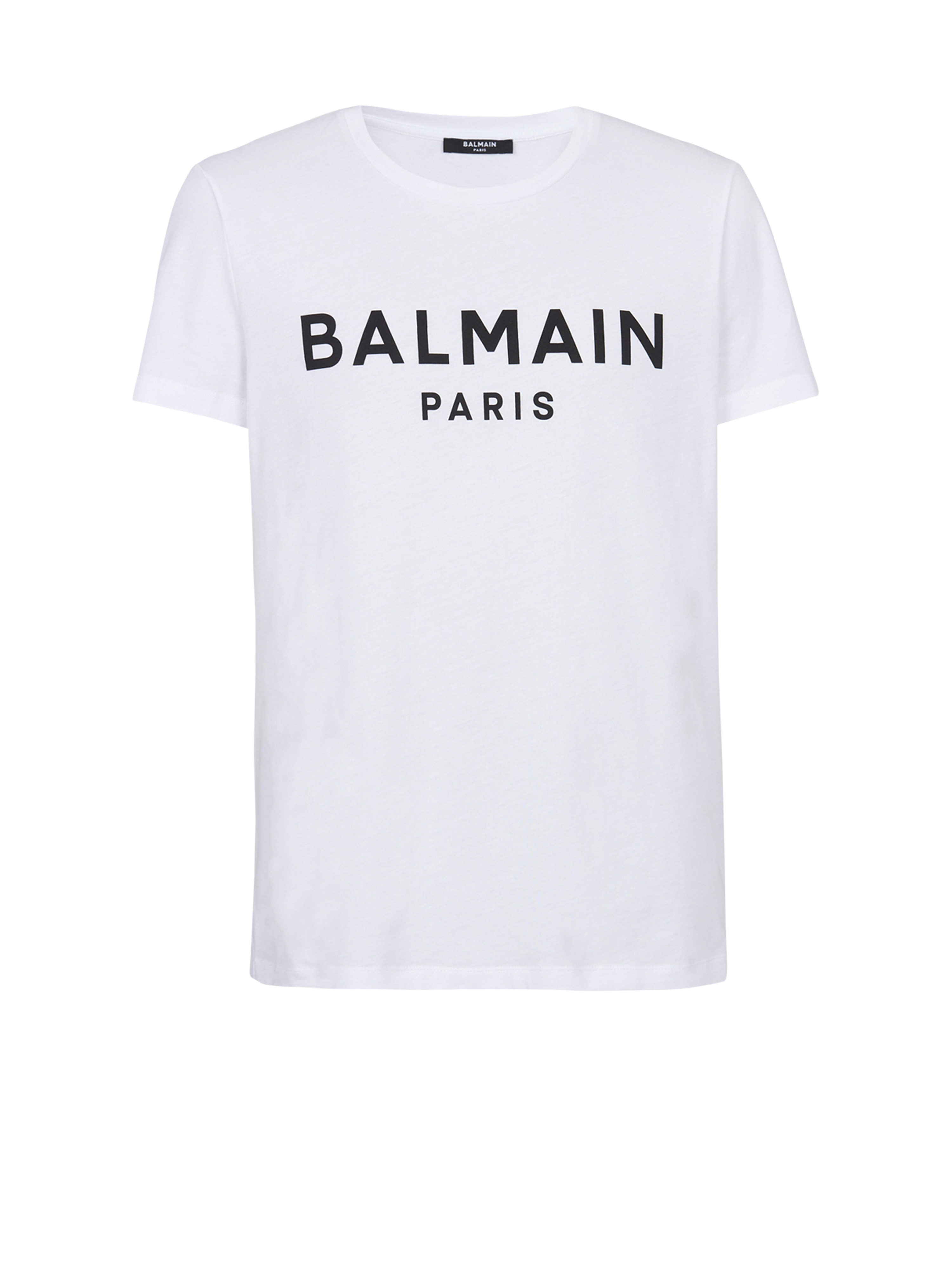 T-shirt en coton imprimé logo Balmain Paris, blanc