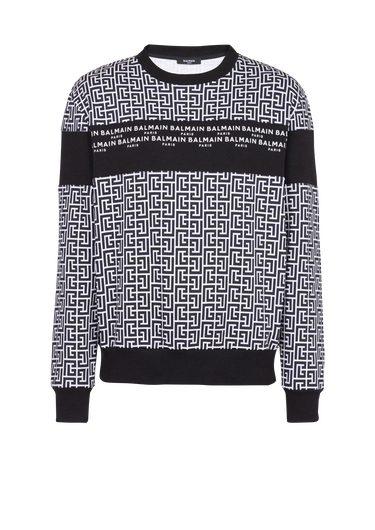 Eco-designed cotton sweatshirt with Balmain monogram logo print