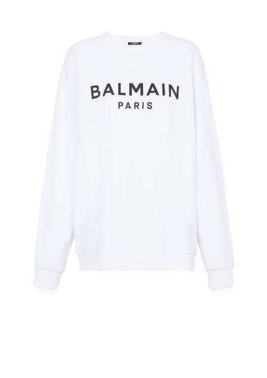 Sweat en coton avec logo imprimé Balmain