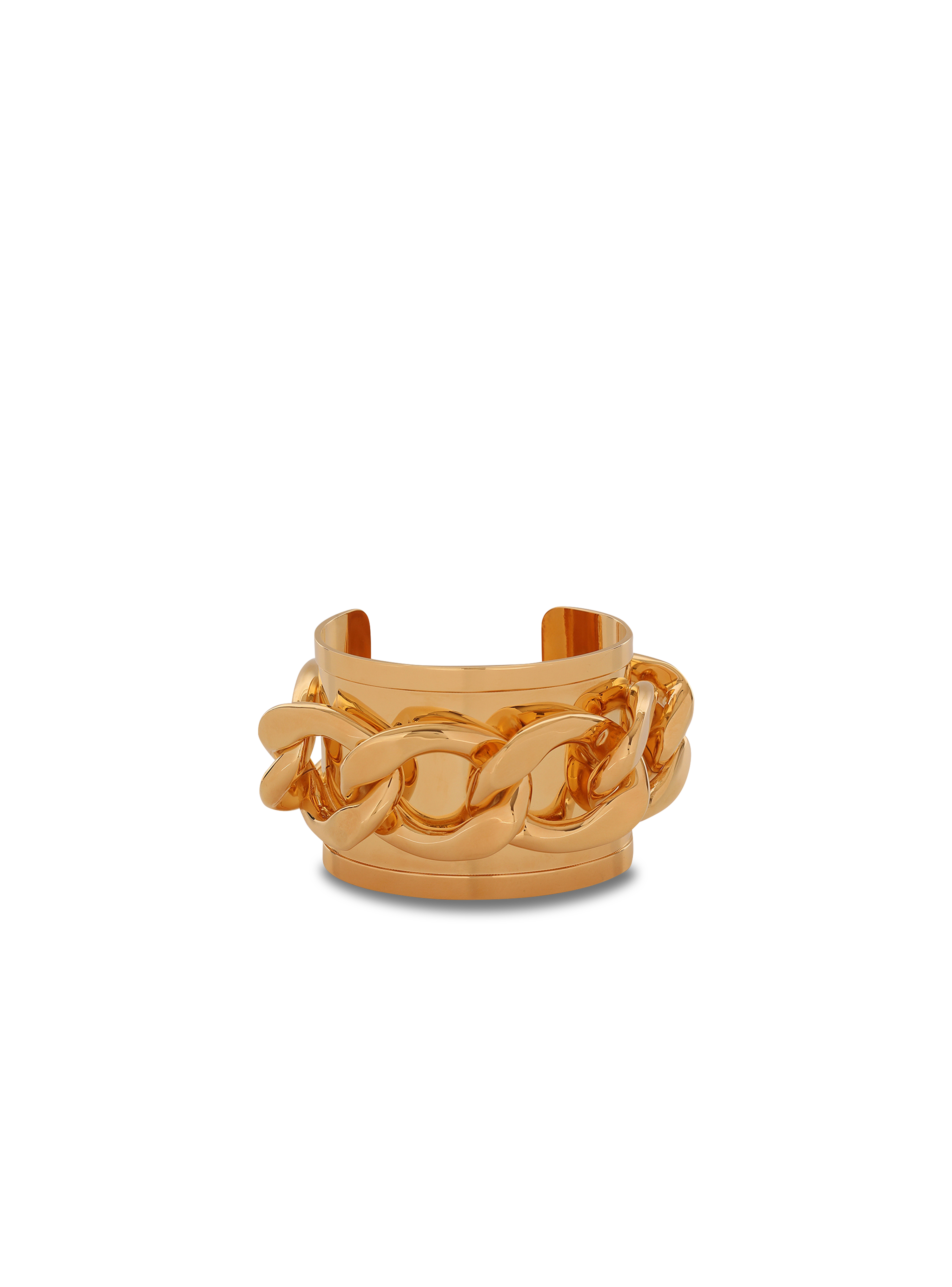 Bracelet manchette avec chaîne en laiton, or